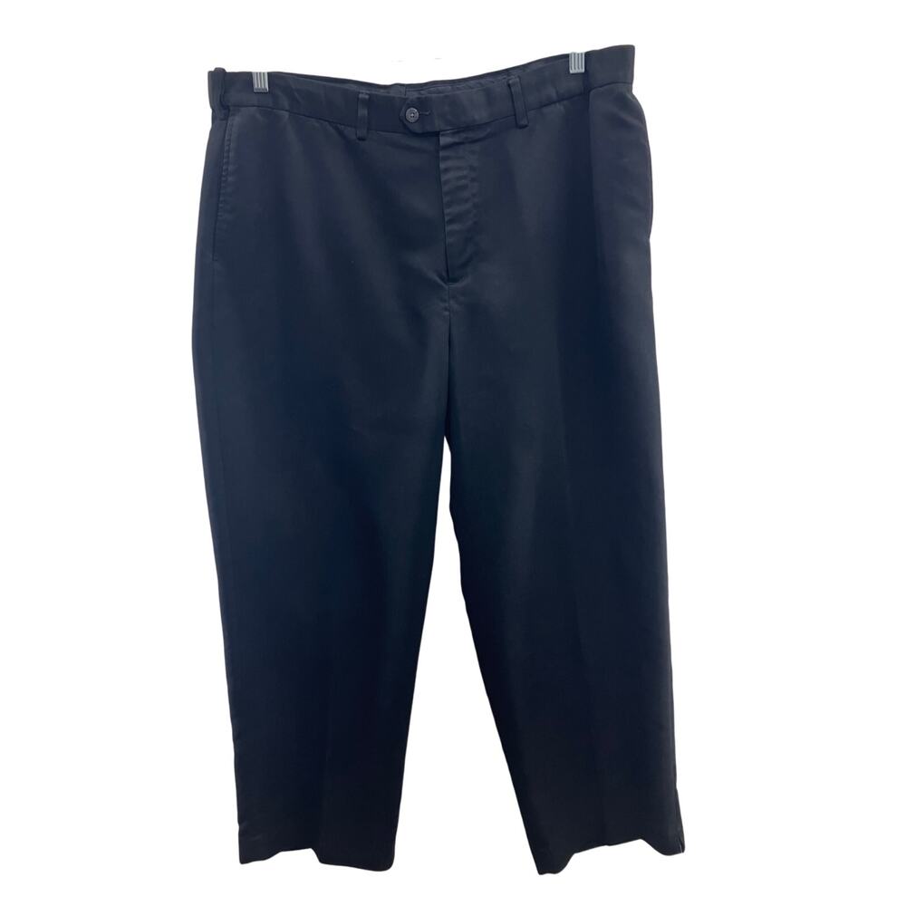 Croft & Barrow Black Flat Front Zip Hook Eye Pockets Chino Slacks Trouser Pants